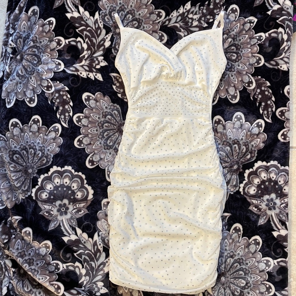 Windsor white and rhinestone formal dress